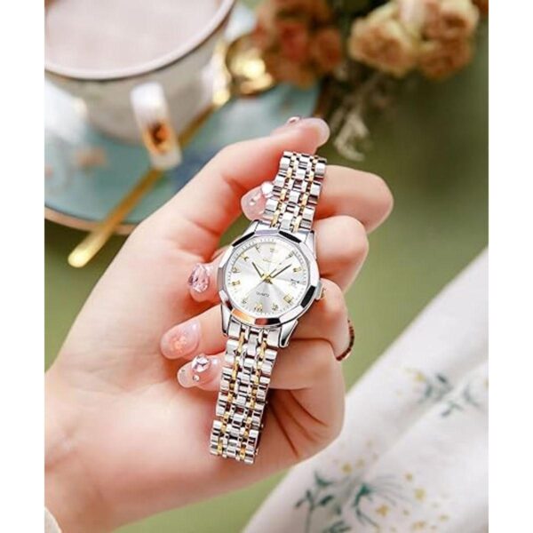 OLEVS Relojes de dos tonos para mujer de acero_3