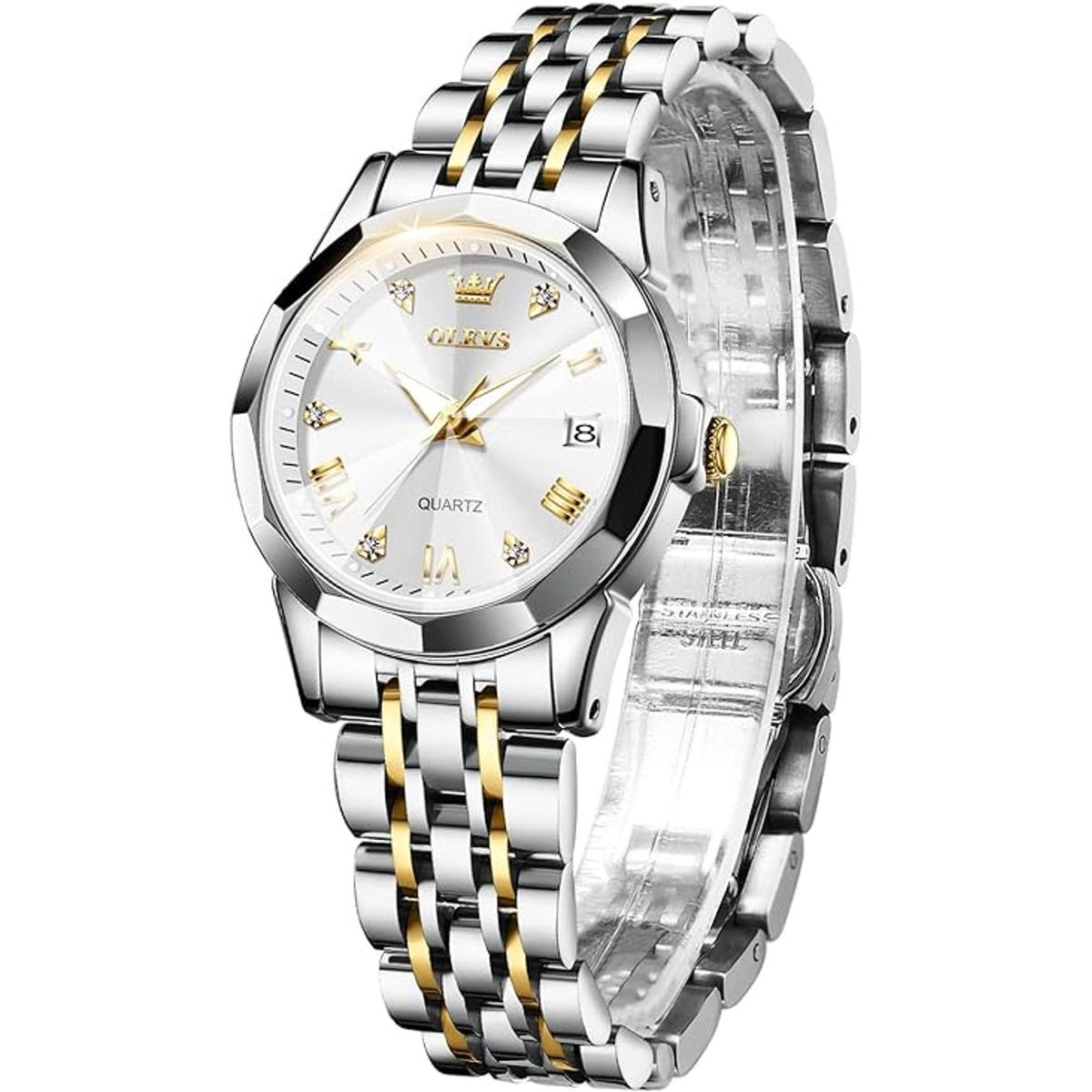 OLEVS Relojes de dos tonos para mujer de acero