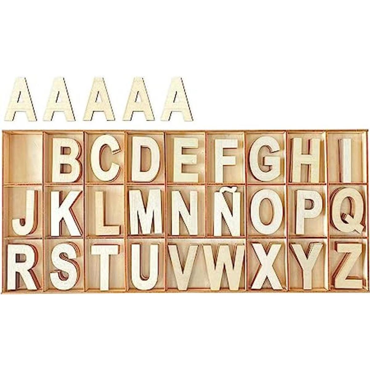 135 letras de madera del alfabeto de madera de 2 pulgadas
