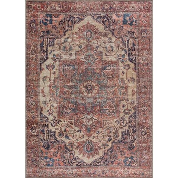 Bloom Rugs Alfombra lavable de 3 x 5 pies color beige y