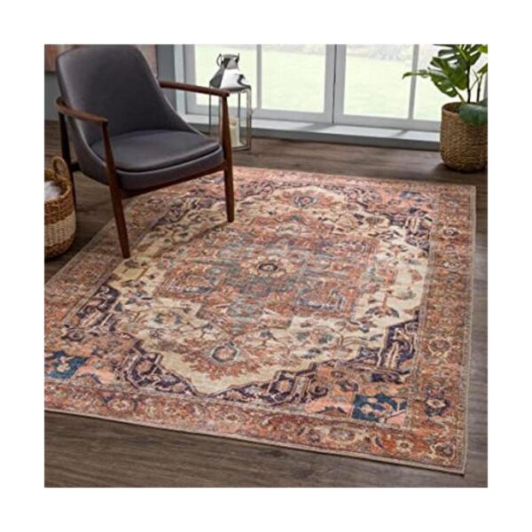 Bloom Rugs Alfombra lavable de 3 x 5 pies color beige y