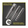 Topec 9Pcs Jumbo Spiral Flute Extractor Easy Out Bolt