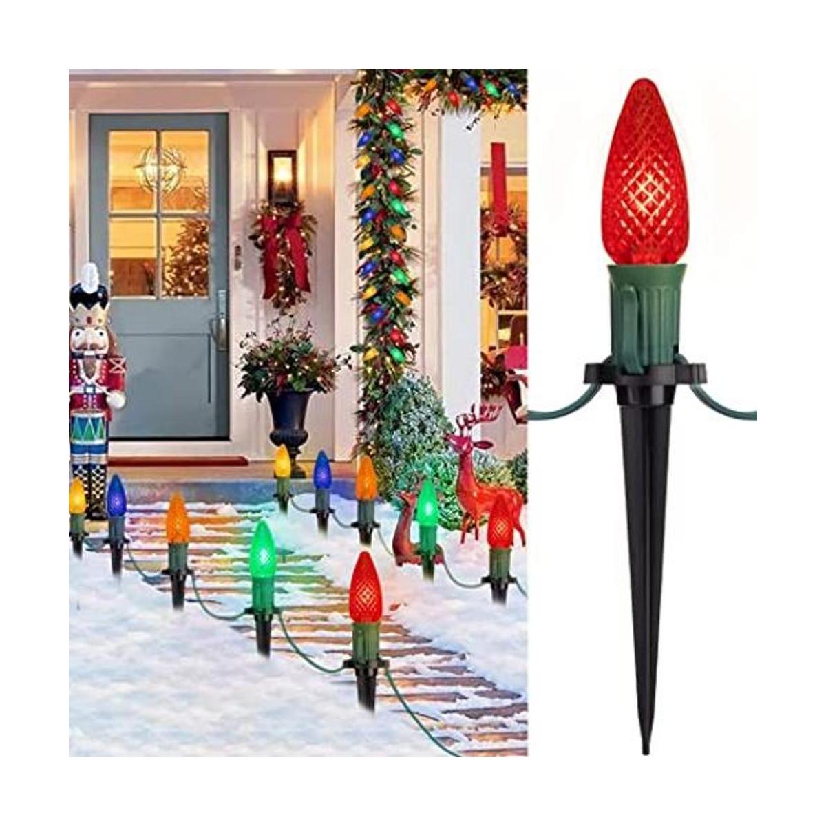 Luces LED C9 de Navidad para exteriores con estacas 25.7
