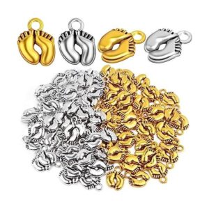 100 dijes de huella vintage de estilo tibetano con forma