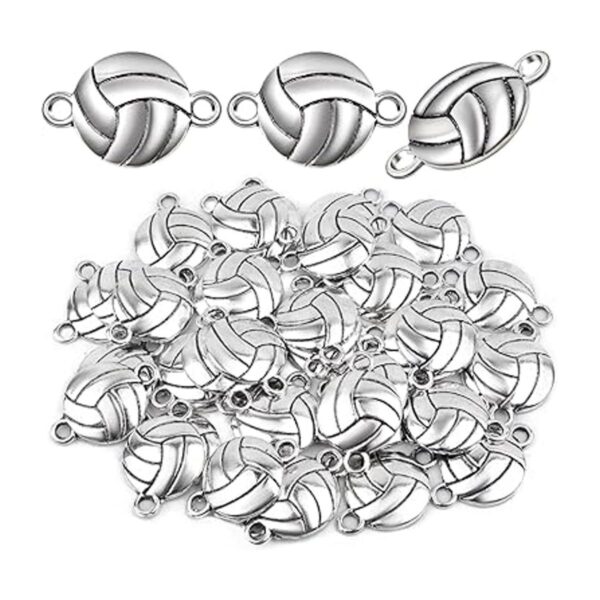 50 dijes de voleibol de plata antigua conectores de