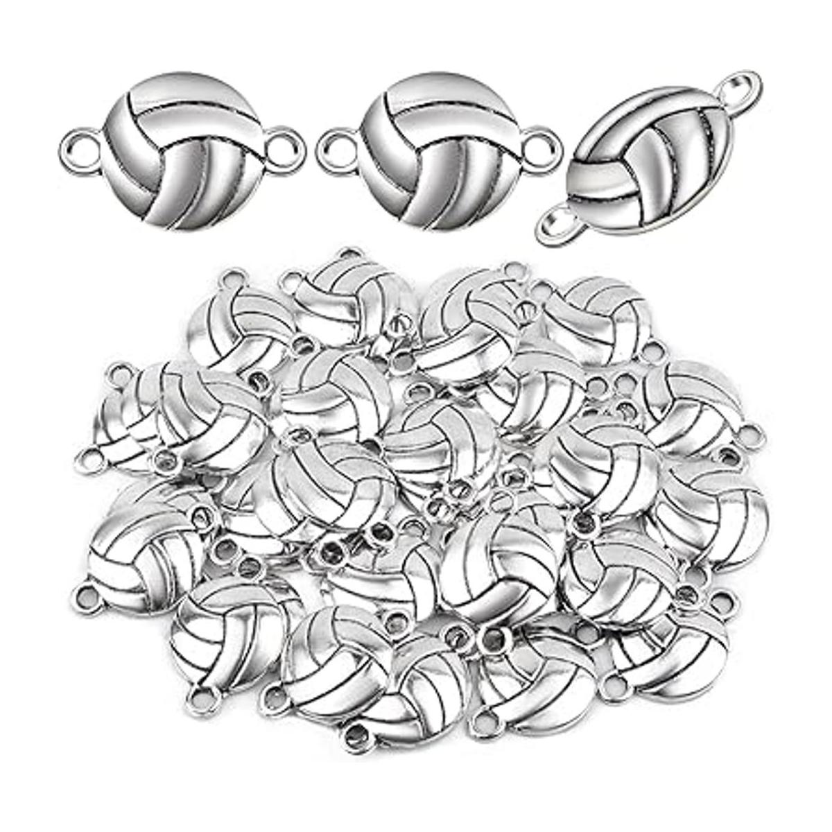 50 dijes de voleibol de plata antigua conectores de