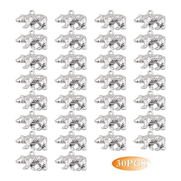 KMOSPAD 30 colgantes de oso de plata antigua aleación