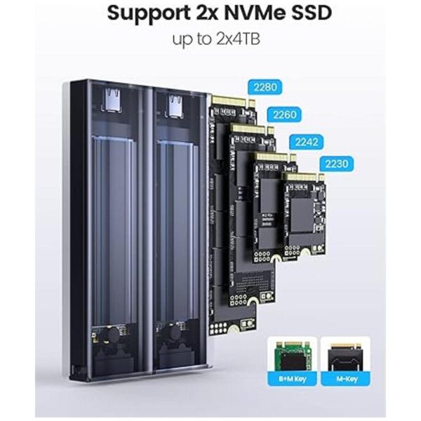 ORICO Carcasa SSD M.2 NVMe dual adaptador USB C a M2 para_3