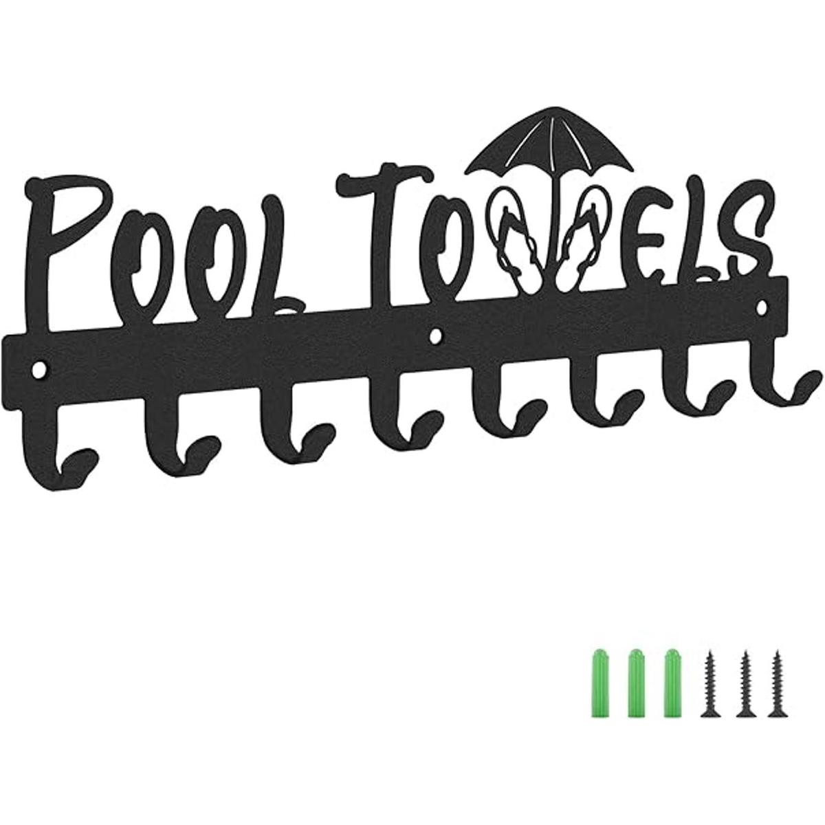 Toallero de piscina con 8 ganchos soporte para toallas