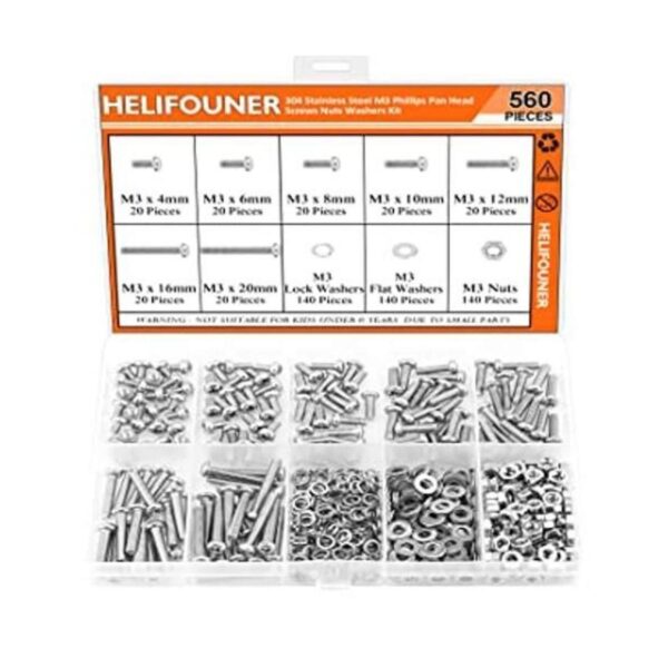 HELIFOUNER 560 piezas M3 x 0.157 in 0.236 in 0.315 in_1