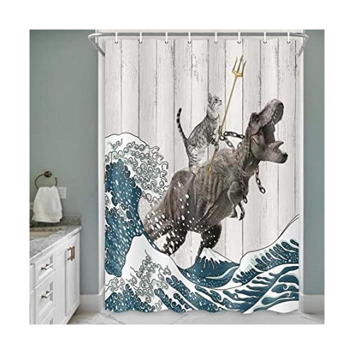 Divertida cortina de ducha para gatos diseño de