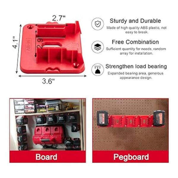 Paquete de 10 soportes para baterías Milwaukee M18 de 18 V_2