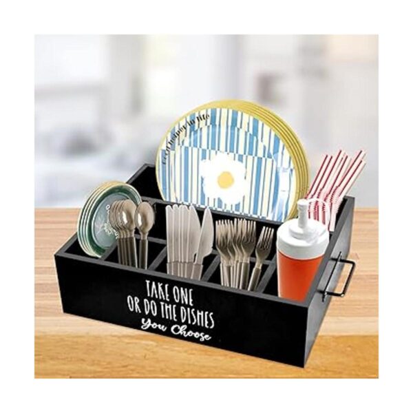 Soporte para platos de papel organizador de cubiertos de