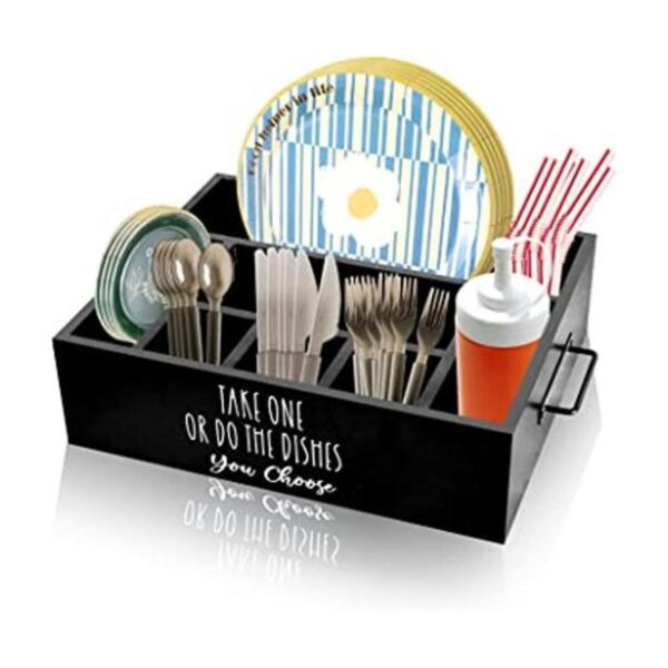 Soporte para platos de papel organizador de cubiertos de