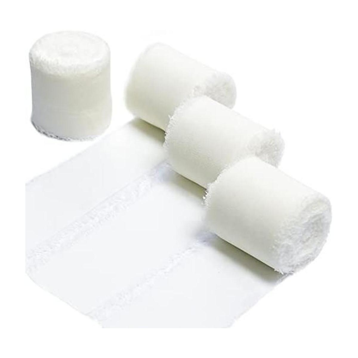 TONIFUL 4 rollos de cinta de seda de gasa blanca crema de