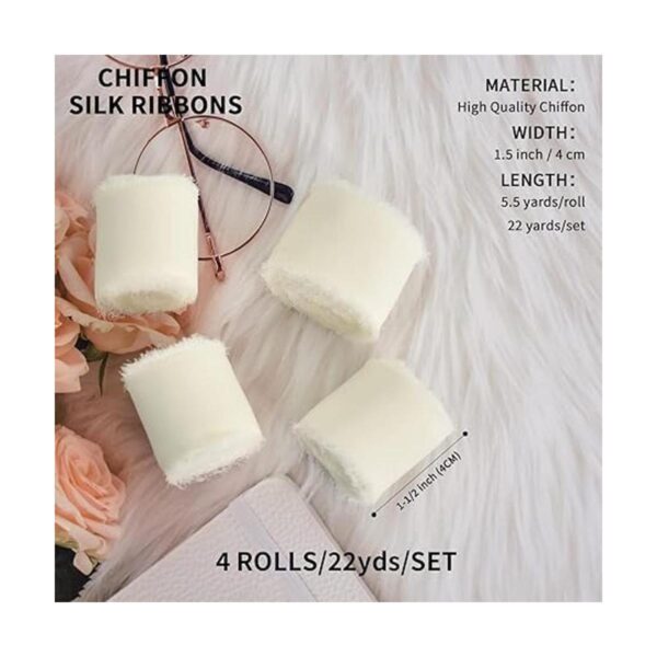 TONIFUL 4 rollos de cinta de seda de gasa blanca crema de_2