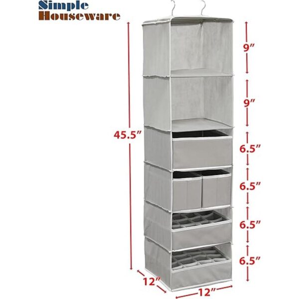 Simple Houseware Organizador colgante de 6 estantes con