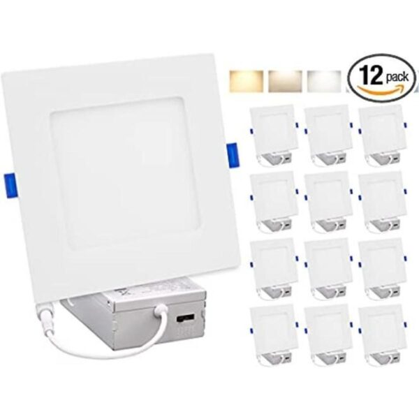 Maxxima Paquete de 12 luces LED empotrables cuadradas_1