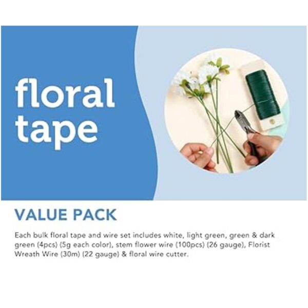 Incraftables Cinta floral blanca y verde 4 piezas