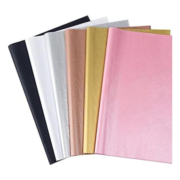 Feibmir 60 hojas de papel de seda metálico de 6 colores_1