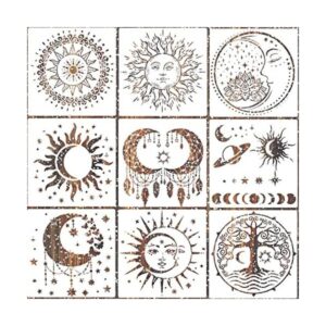 9 plantillas grandes de mandala para el sol y la luna