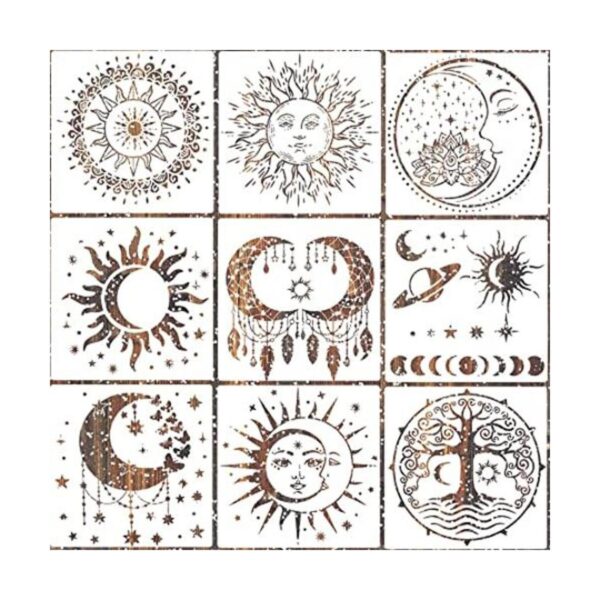 9 plantillas grandes de mandala para el sol y la luna