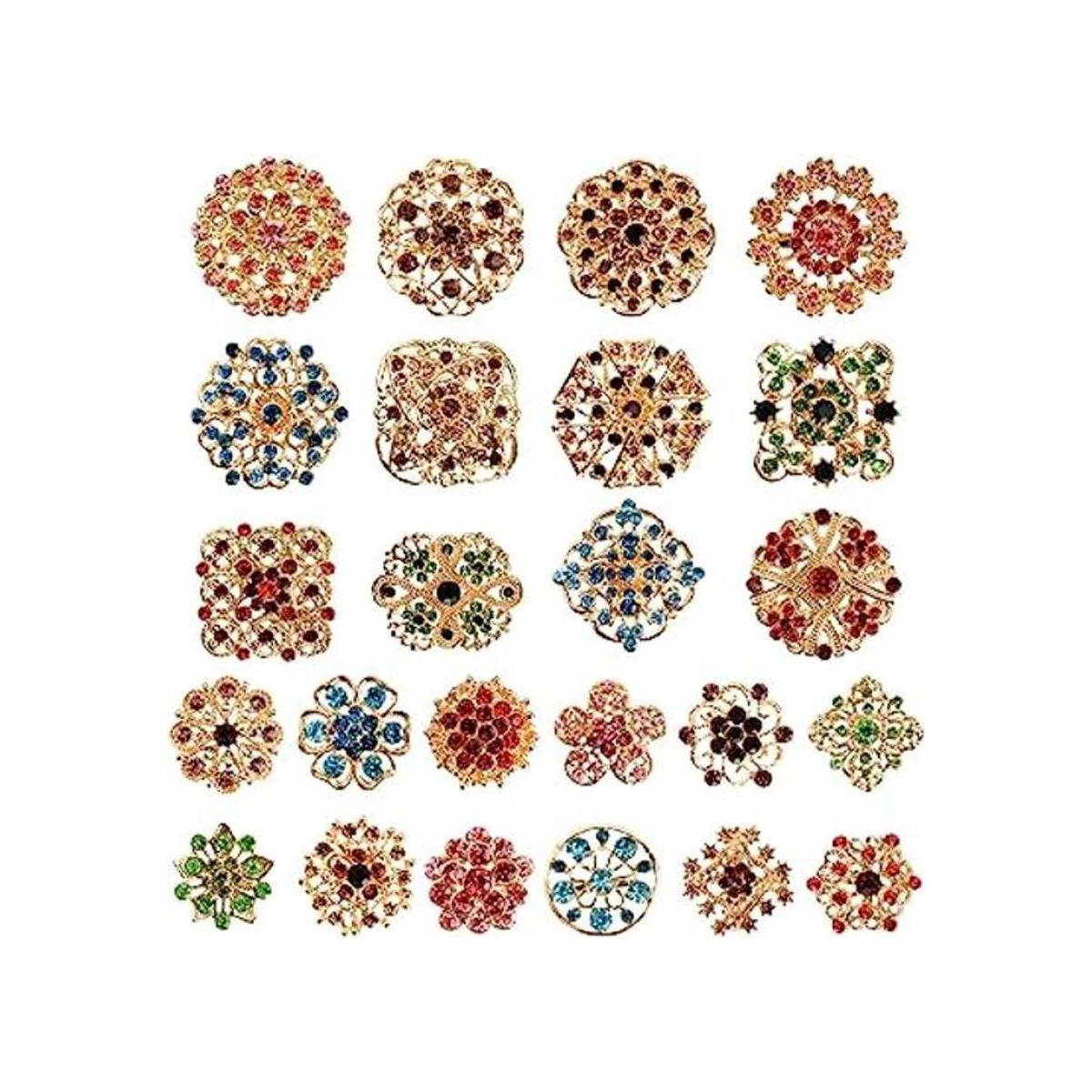 Hiceeden 24 broches dorados broches brillantes de