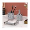 SHYFOY Juego de accesorios de baño de diamante plateado