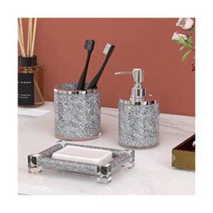 SHYFOY Juego de accesorios de baño de diamante plateado