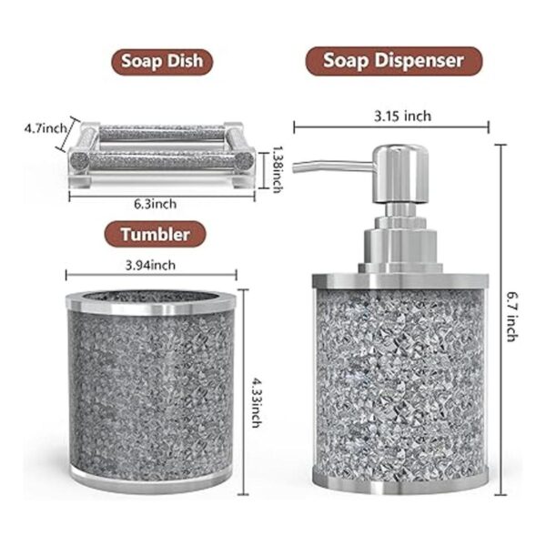SHYFOY Juego de accesorios de baño de diamante plateado