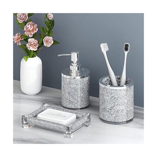 SHYFOY Juego de accesorios de baño de diamante plateado