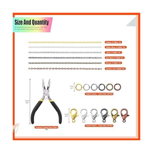 Tanstic 247 cadenas de joyería de 6 colores de 10 pies a_2