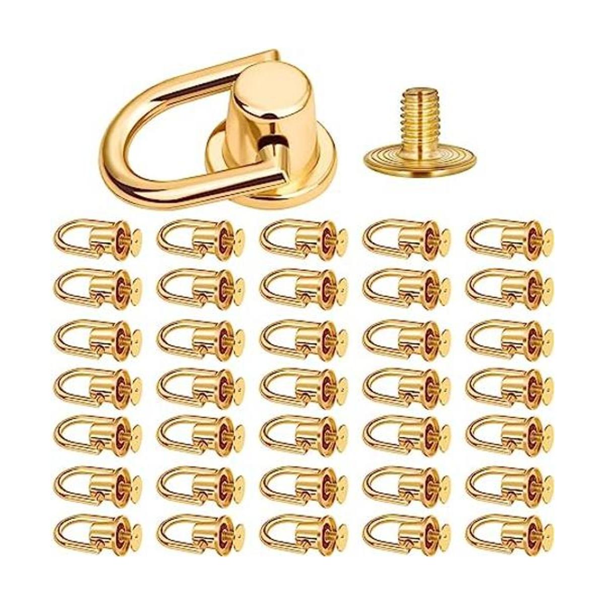 40 remaches de anillos en D para bolso de cuero remaches