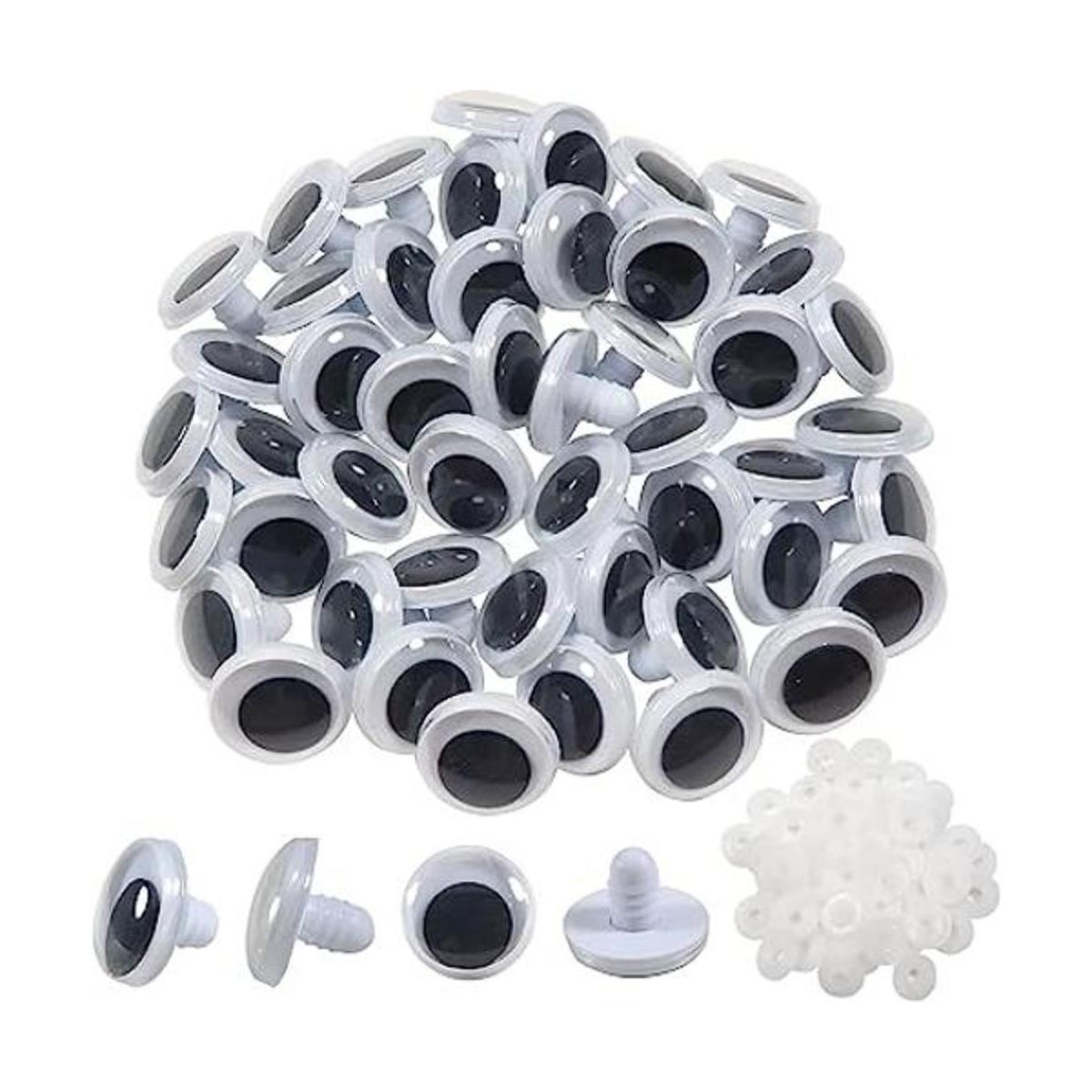 TOAOB 50 piezas de ojos de seguridad de plástico negro