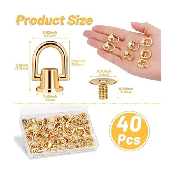 40 remaches de anillos en D para bolso de cuero remaches