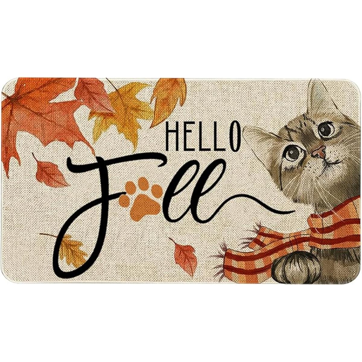 Hello Fall Tapete de puerta de 30 x 17 pulgadas tapete