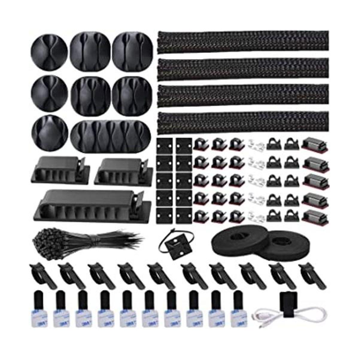 Kit de gestión de cables de 192 piezas funda organizadora