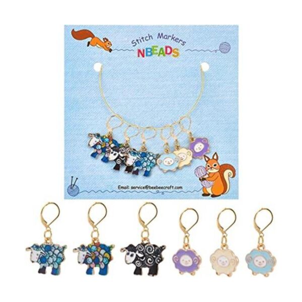 NBEADS 6 marcadores de punto de oveja aleación esmaltada