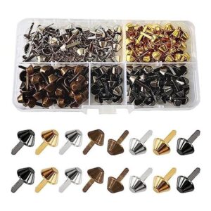 200 remaches de metal de 4 colores con forma de cono