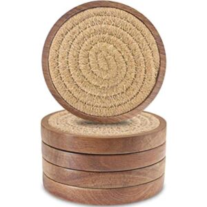 Wood Coasters for Drinks Eykao Absorbent Coaster Sets of_1