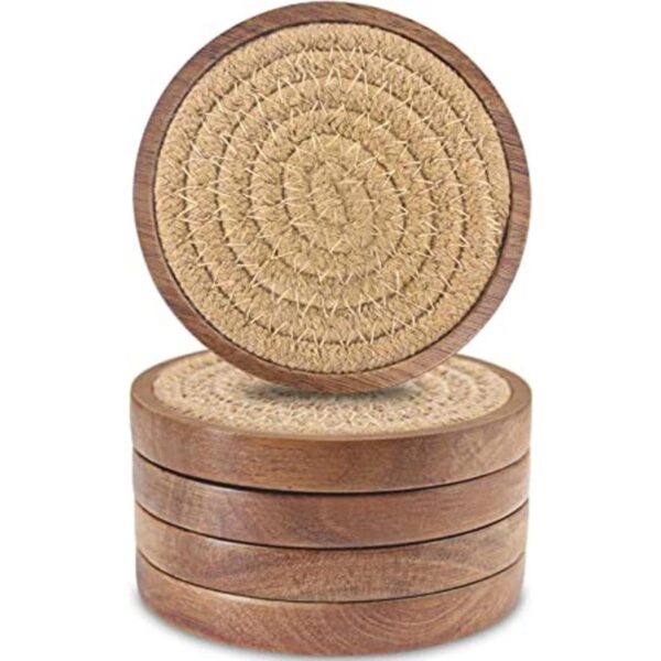 Wood Coasters for Drinks Eykao Absorbent Coaster Sets of_1