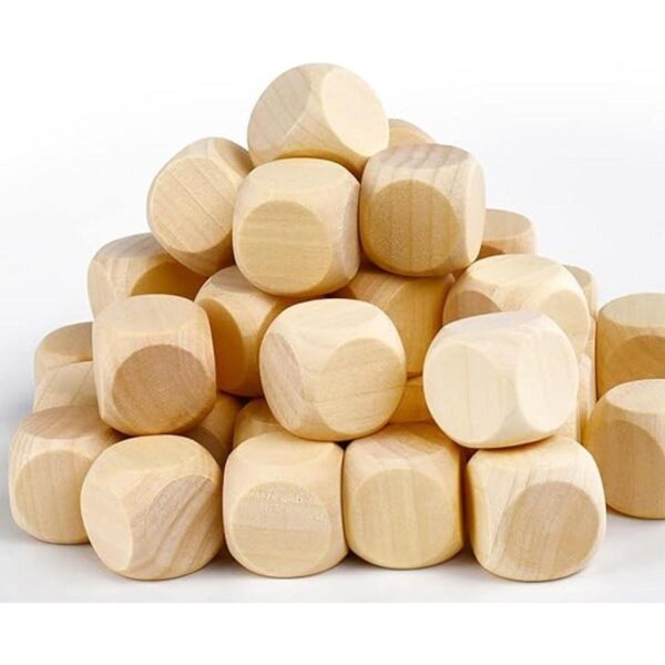 Dados de madera en blanco de 1 pulgada 30 bloques