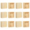 Paquete de 12 cajas cuadradas de madera pequeñas sin