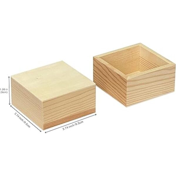 Paquete de 12 cajas cuadradas de madera pequeñas sin