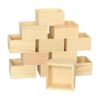 Paquete de 12 cajas cuadradas de madera pequeñas sin