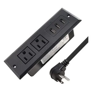 Desk Power Strip with USB Recessed Mounted Desktop Power_1