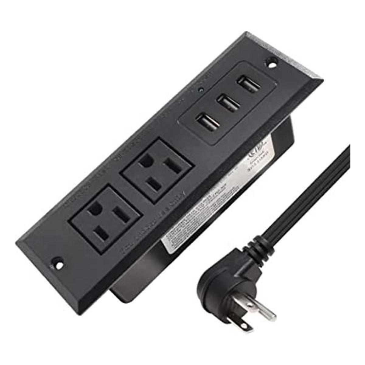 Desk Power Strip with USB Recessed Mounted Desktop Power