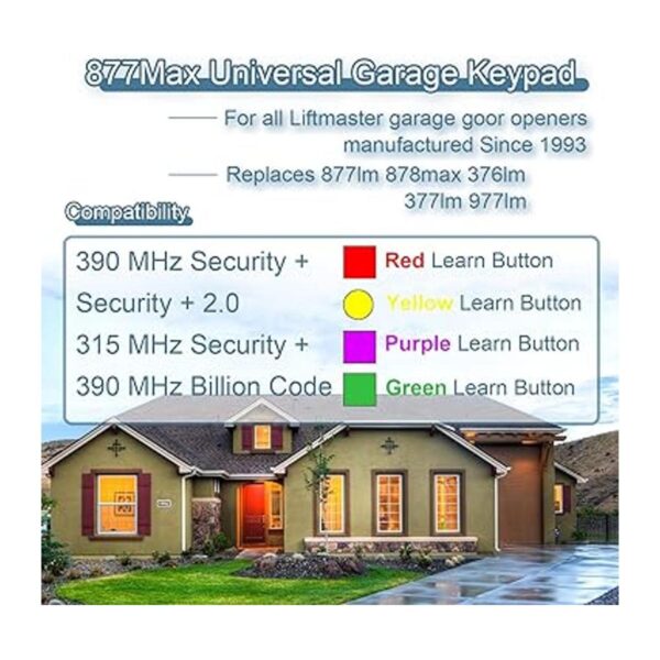 877MAX Garage Door Keypad replace 377LM 878MAX 376LM_2