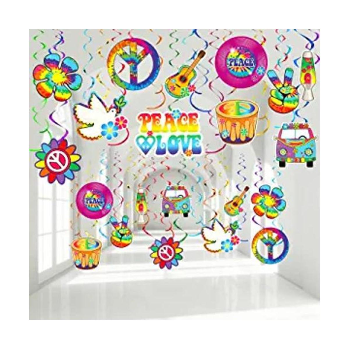 Decoraciones de espirales de papel de aluminio de los años
