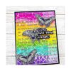 Sello de goma transparente con texto de mariposa diseño